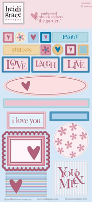 Heidi Grace - The Garden - Garden Embossed Shape Stickers  (sold in 3's)